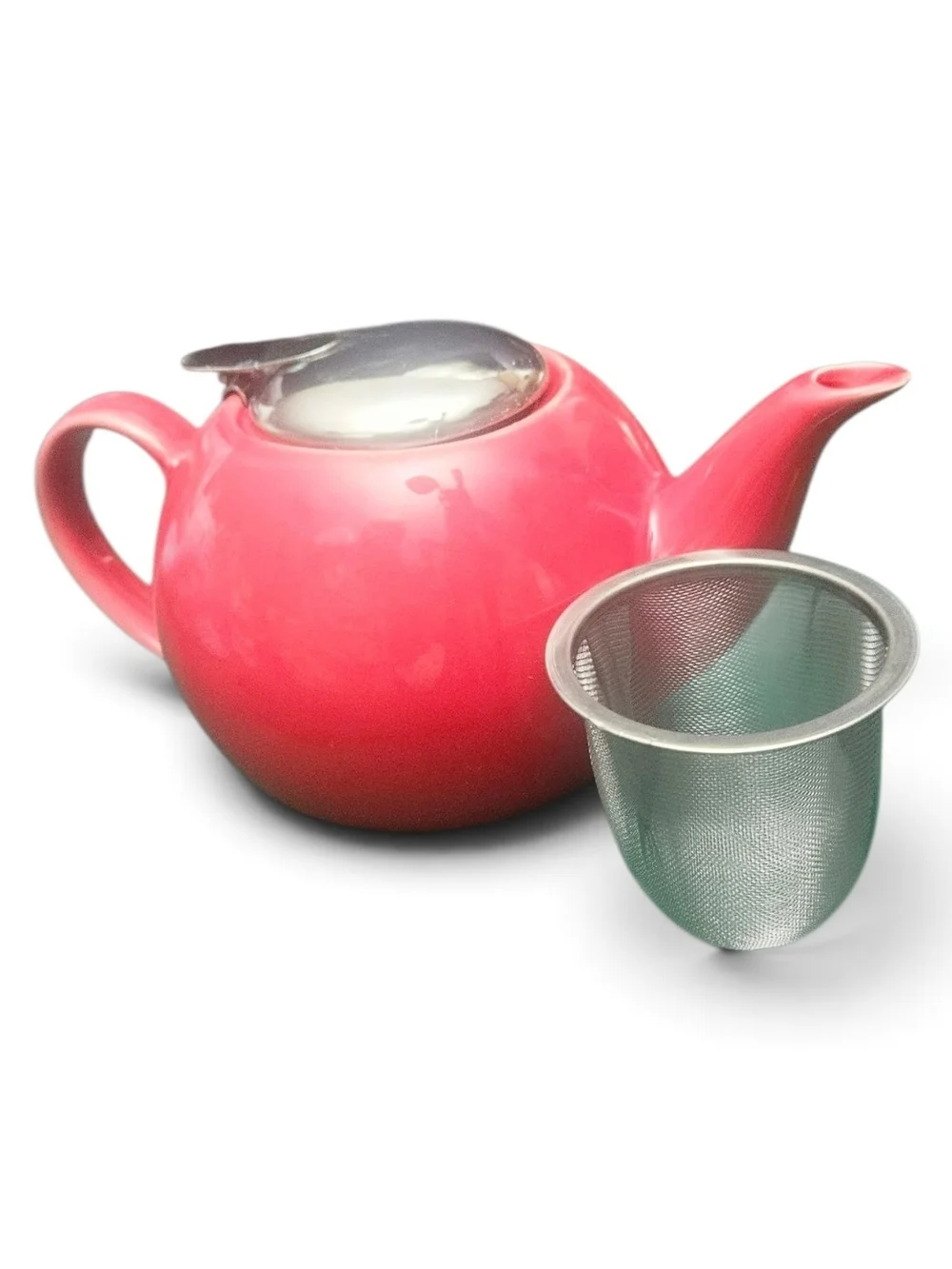 Certified International Teapot with Infuser 24 oz Red Ceramic